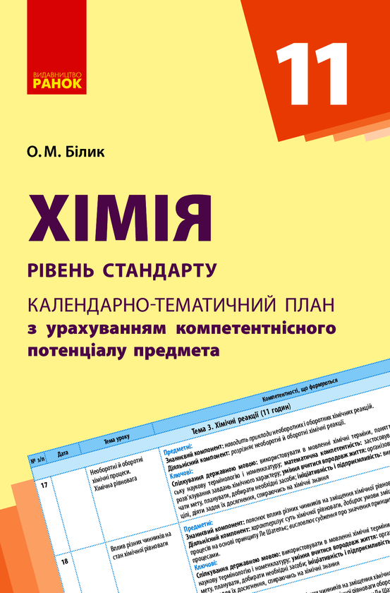 Хімія. Календарно-тематичний план. 11 клас